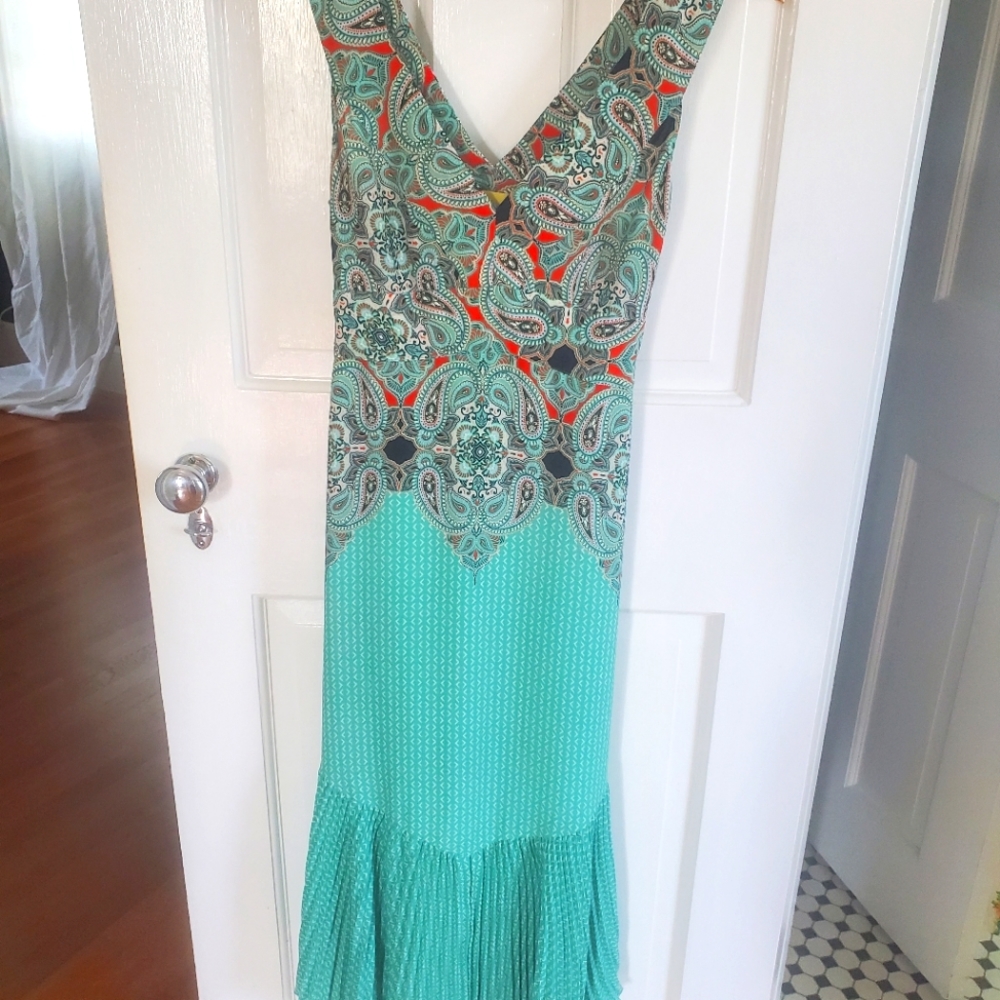 Anthropologie Maeve Canyon Creek Cross-Back Pleated Midi Dress